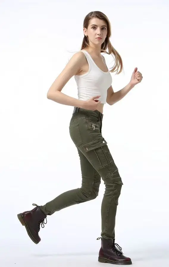 Новые мотоциклетные брюки женские мото джинсы для езды бездорожья Брюки Штаны для мотокросса молния дизайн с защитным снаряжением для женщин