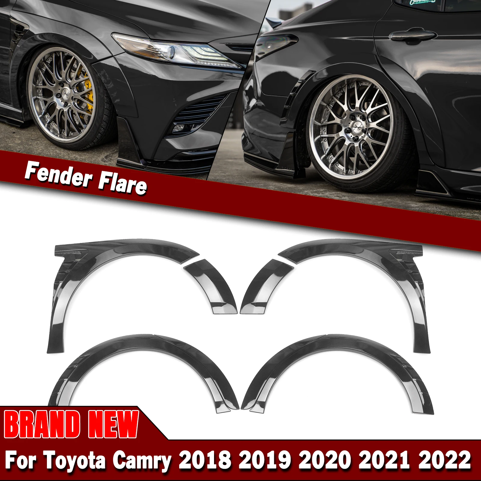 

YOFER Wheel Fender Flares Trim For Toyota Camry SE XSE 2018-2024 Sport Model Car Wide Body Arch Eyebrow Cover Brow Mudguard Kit