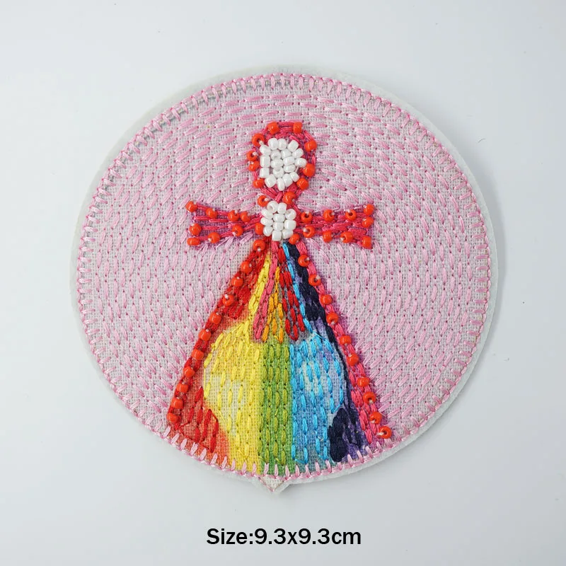 Bead Abstract Draw Embroidered Iron on Patches for Clothing DIY Stripes Clothes Patchwork Sticker Custom Applique