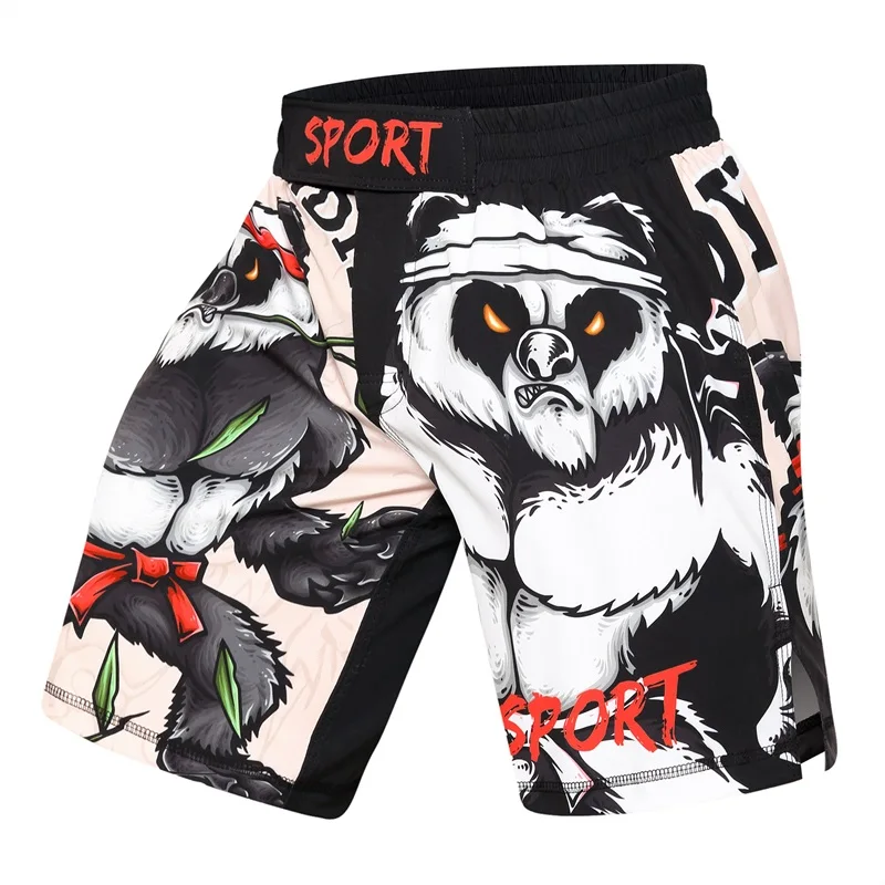 NEW Brand Men's Boxing Pants Printing BJJ MMA Shorts kickboxing Fight Grappling short panda Muay Thai boxing shorts sanda | Спорт и