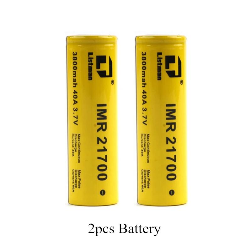 2pcs Battery Vape батарея Listman IMR 21700 перезаряжаемая литиевая батарея 3,7 V 3800mAh 40A батарея для электронной сигареты Ijoy капитан Vape коробка мод - Цвет: 2pcs Battery