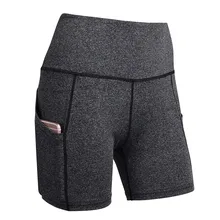 Женские шорты с карманом, повседневные, высокая талия, эластичные, дышащие, для йоги, спорта, бега, ZJ55