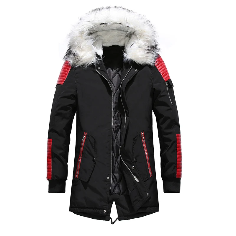 Зимняя Толстая теплая куртка мужская повседневная куртка с меховым воротником и капюшоном мужская ветровка Верхняя одежда куртка-бомбер с хлопковой подкладкой кожаная куртка пальто