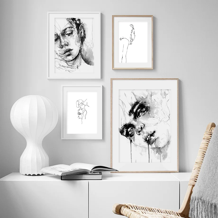 

Abstract Black And white Girl Line Wall Art Print Canvas Painting Nordic Posters And Prints Wall Pictures For Living Room