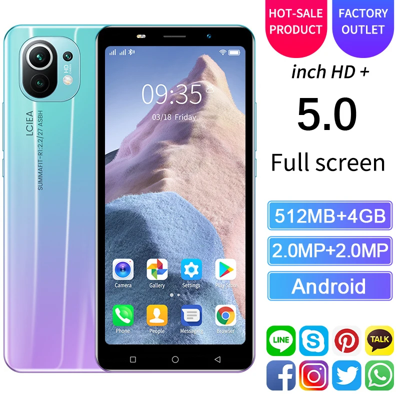 Горячая распродажа дешевый смартфон M11 5 0 дюймов полный Экран 512 МБ + 4 Гб 2 2MP Камера