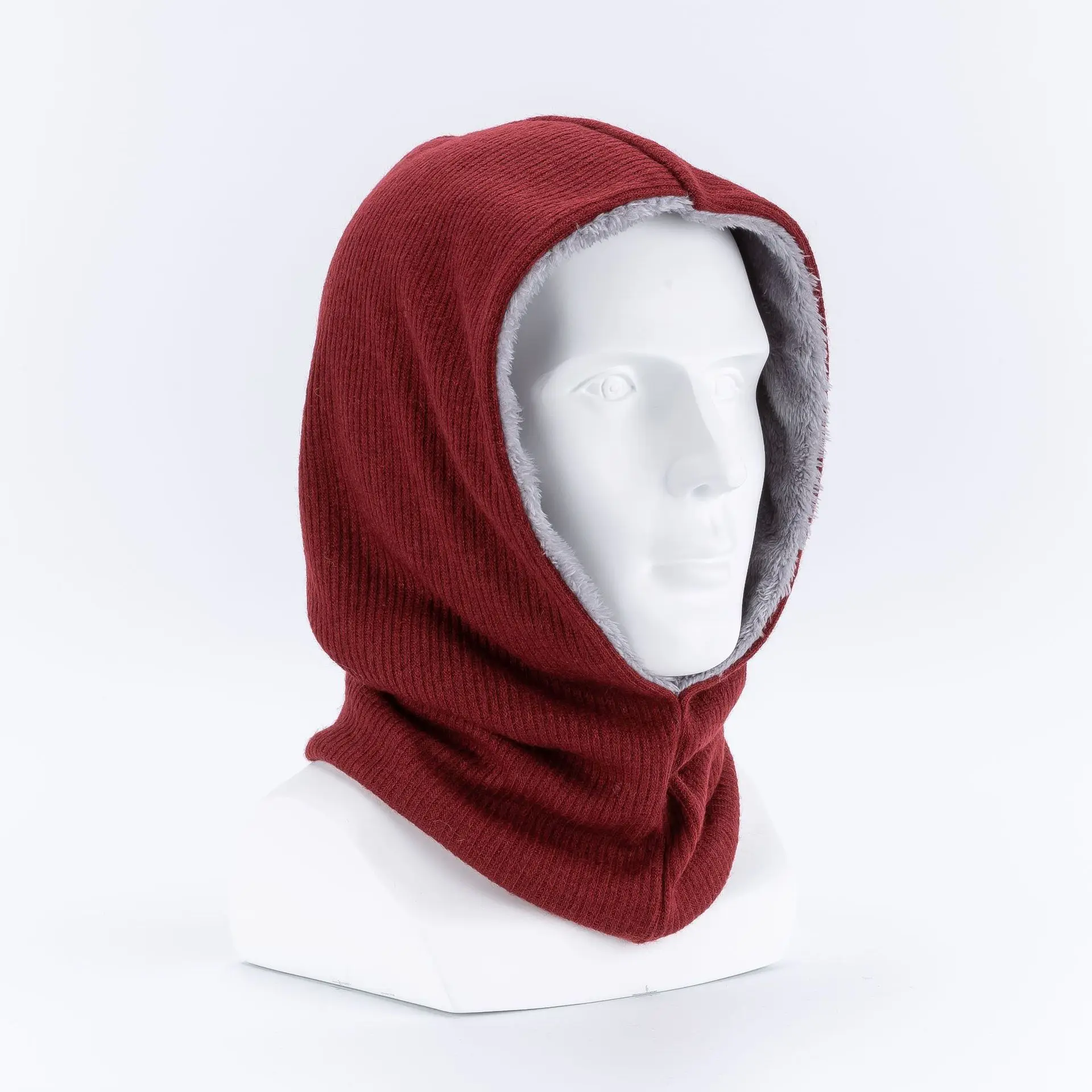 Зимняя акриловая имитация шерсти, сохраняющая тепло, однотонное кольцо, стильный воротник с капюшоном, шарф для женщин и мужчин, бархатная вязаная шапка Skullies Beanies - Цвет: SC007-7-E