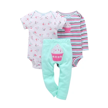 

Summer and Autumn Full O-Neck Cotton Cartoon Fashion Newborn Baby Girl Outfit Clothing Set