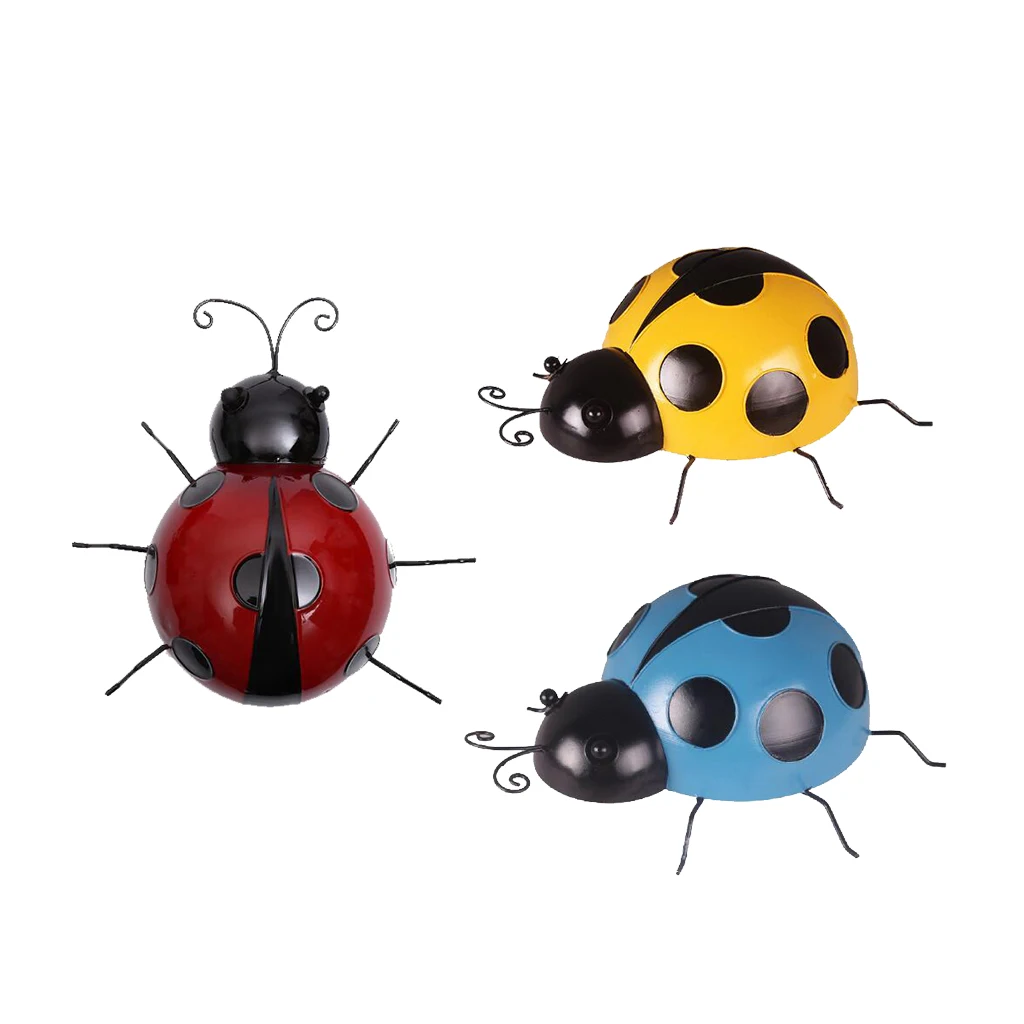 3Pcs Ladybug Fence Hanger Wall Hanging Outdoor Garden Decor 10cm 3Pcs Ladybug Fence Hanger Wall Hanging Outdoor Garden Decor 10cm