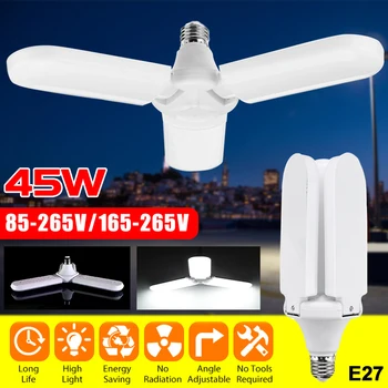 

Super Bright Led Garage Light 3 Leaf Deformable Industrial Lighting E27 45w 85-265v/165-265v 2835 Workshop Ceiling Lights