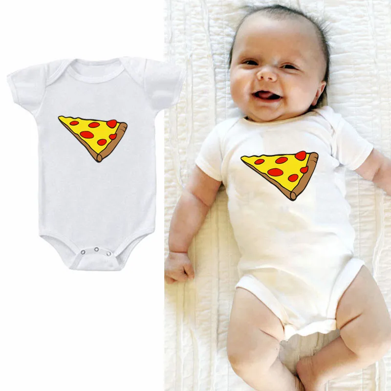 

Cute Cartoon Pizza Print Newborn Boy Girl Clothes Soft Cotton Baby Romper 0-24M Baby Onesie Short Sleeved Baby Girl Romper