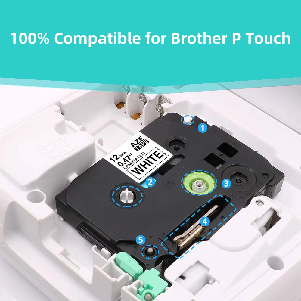 Details about   Compatible Brother P-Touch Embellish Ribbon Refill 12mm Black On White R231 