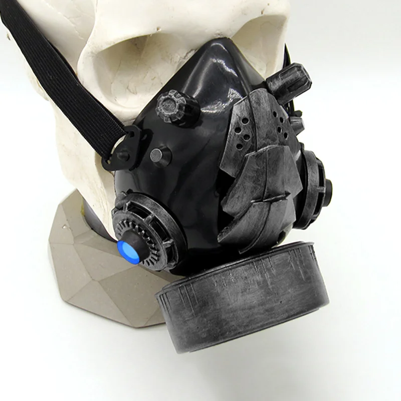 Светодиодный тип! IGACG Ретро панк противогаз и очки со светом военный панк респиратор пустоши панк страйкбол маска без батареи - Цвет: Silver Mask Blue