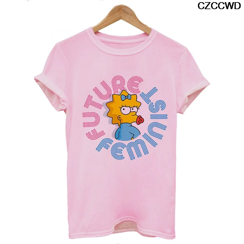 Женская одежда ropa mujer Harajuku Модная белая футболка с надписью «Future Feminist Simpson» уличная футболка для отдыха
