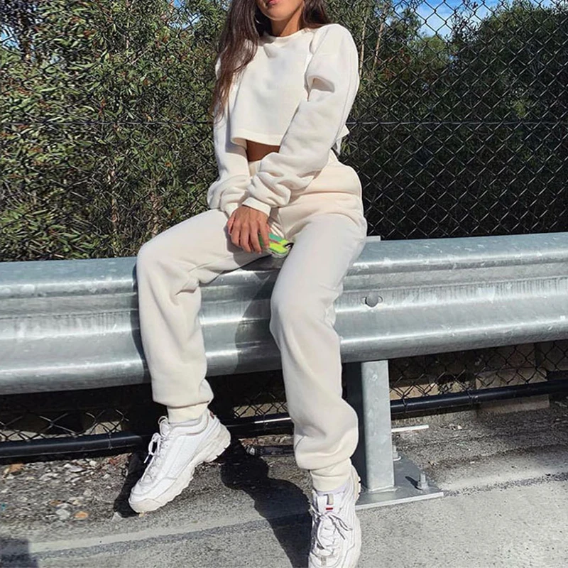 Однотонный укороченный топ и Свитшот FSDA с длинным рукавом женский осенне-зимний