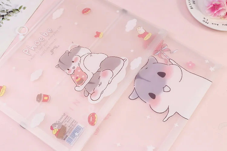 1PC Kawaii Creative Peter Mouse A4 PP Zipper File Folder Bag Document Paper Organizer Storage Bags School Office Stationery