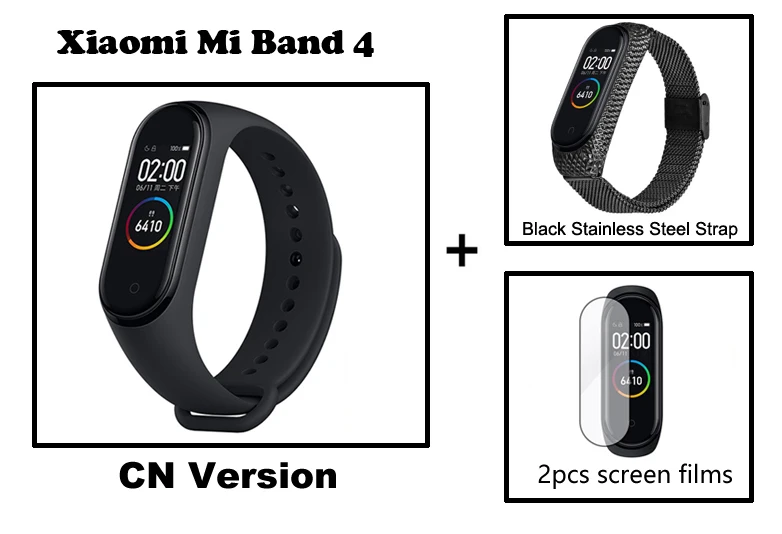 Черная пятница Xiaomi Mi-браслет 4 смарт-браслет Bluetooth 5,0 0,95 дюймов AMOLED экран пульсометр фитнес водонепроницаемый 135 мАч - Цвет: CN add Steel StrapBZ