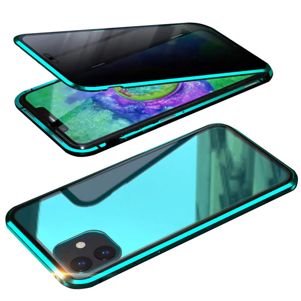 GN Ouhaobin чехол для телефона для iPhone 11 анти-пип Магнитная Адсорбция металлический бампер стеклянная крышка для iPhone 11 Pro для iPhone 11 Pro Max - Цвет: GN