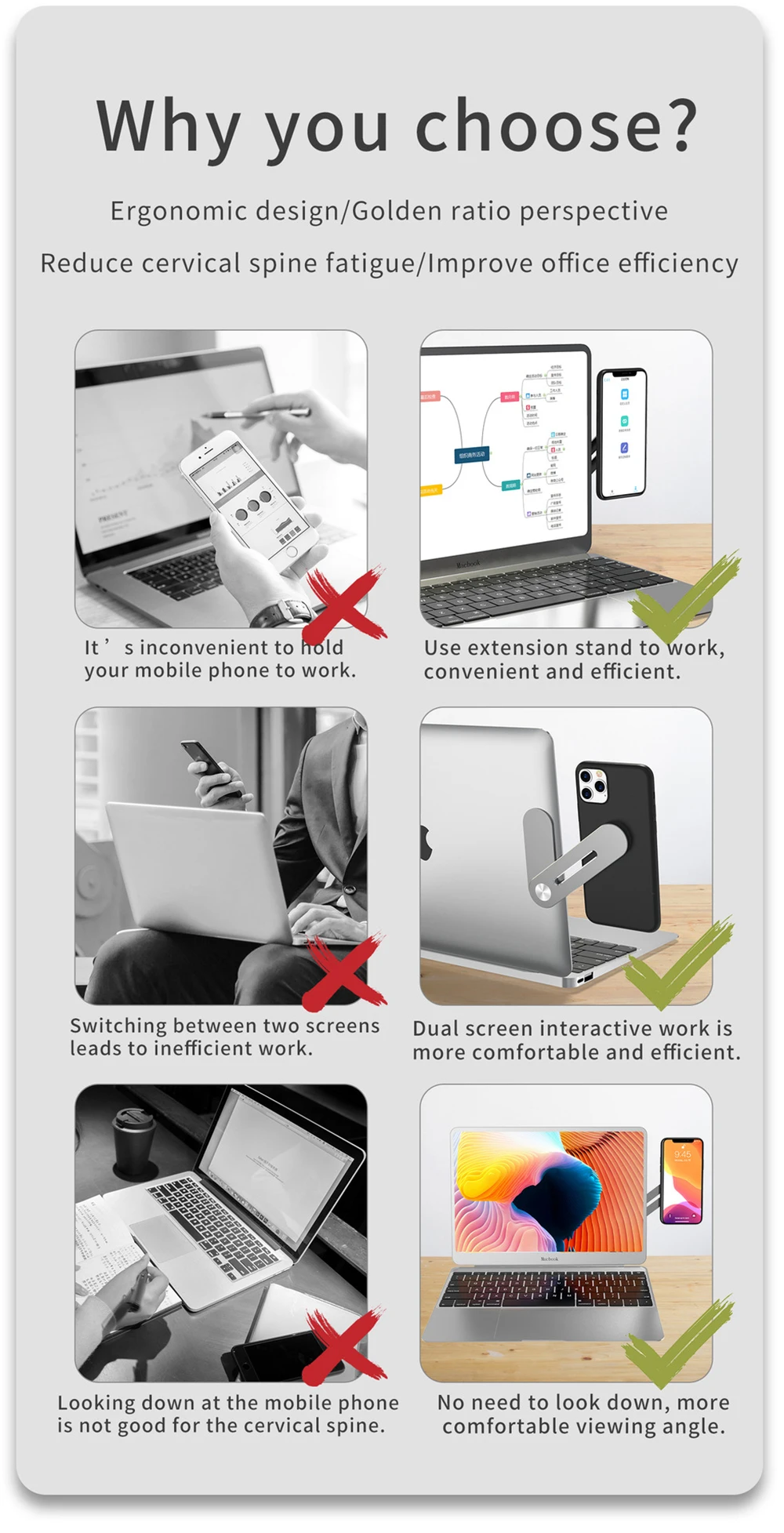 Aluminum Alloy Laptop Expand Stand Magnetic Dual-Screen Stand For iPhone Xiaomi Support For Macbook Air Notebook Desktop Holder cell phone stand for desk