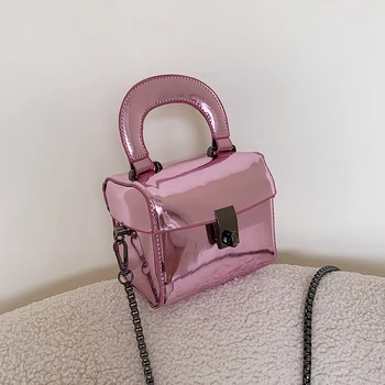 

Mini Square Tote bag 2020 Fashion New High-quality Patent Leather Women's Designer Handbag Lock Chain Shoulder Messenger Bag