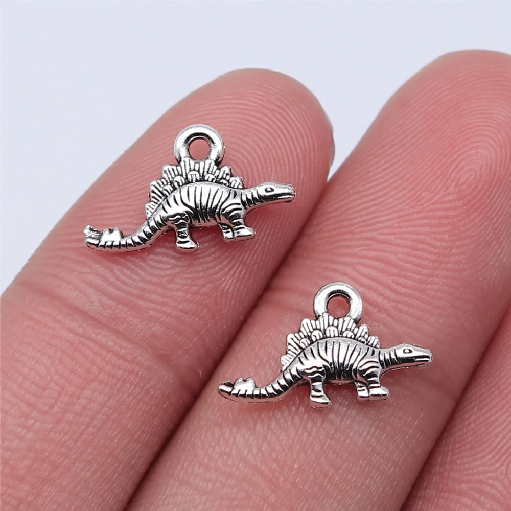 WYSIWYG 20pcs 16x9mm Antique Silver Color Dinosaur Charms Pendant For