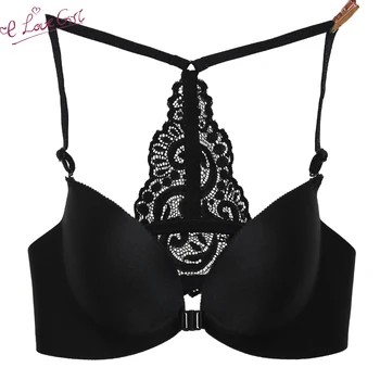 

E lovegirl Black Push-up Lingerie Backless Front Closure Bra Small Cup Underwear Sexy Bra Seamless Bra Women's 5/8 Cup Bra