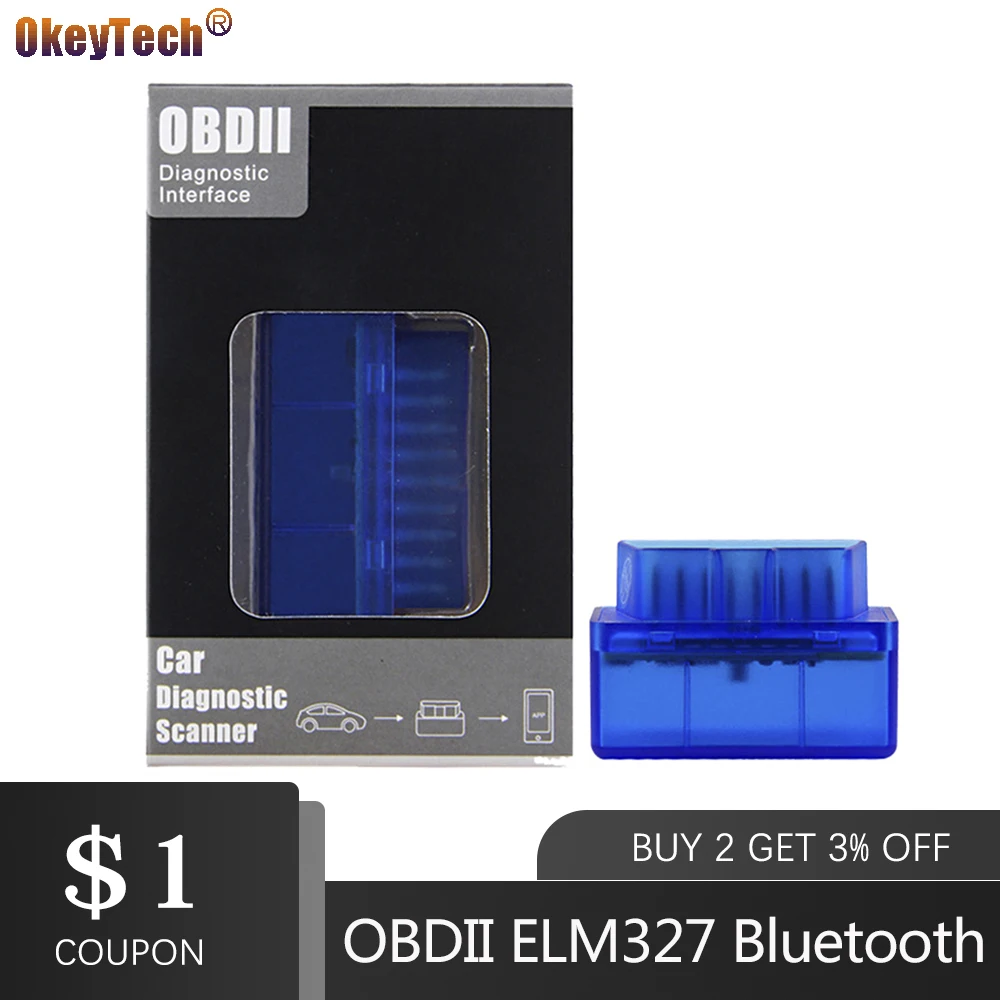 Автомобильный диагностический сканер OkeyTech ELM327 OBDII Bluetooth V2.1 Android DVD интерфейс