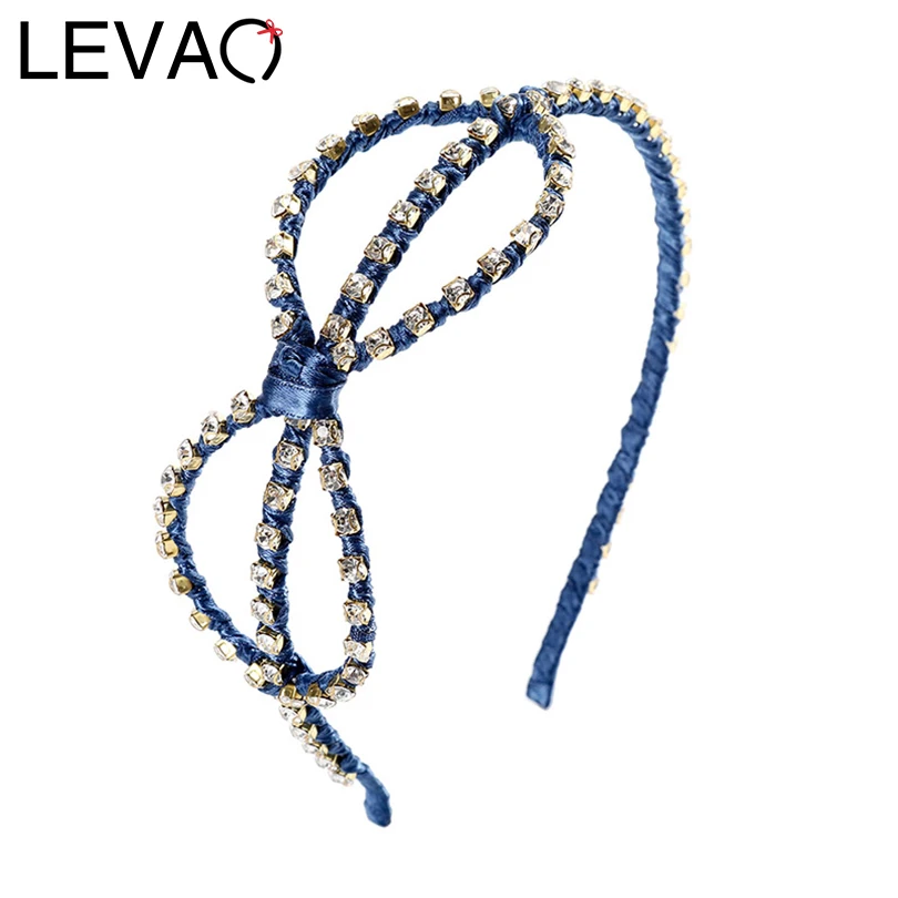 LEVAO Стразы инкрустация повязка Для женщин элегантные штаны повязка на голову с бантом, одежда ободок тюрбан, сапоги для девушек и Головные уборы полые женские аксессуары для волос обруч для волос