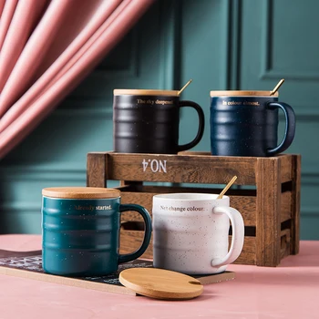 

Ceramic coffee mug with lid spoon cool cups and mugs drinking cup