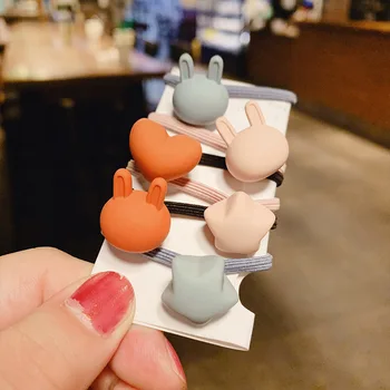 

3PCS Cute bunny children's hair ring ponytail rubber band matte texture hair rope fresh cute small hair accessories