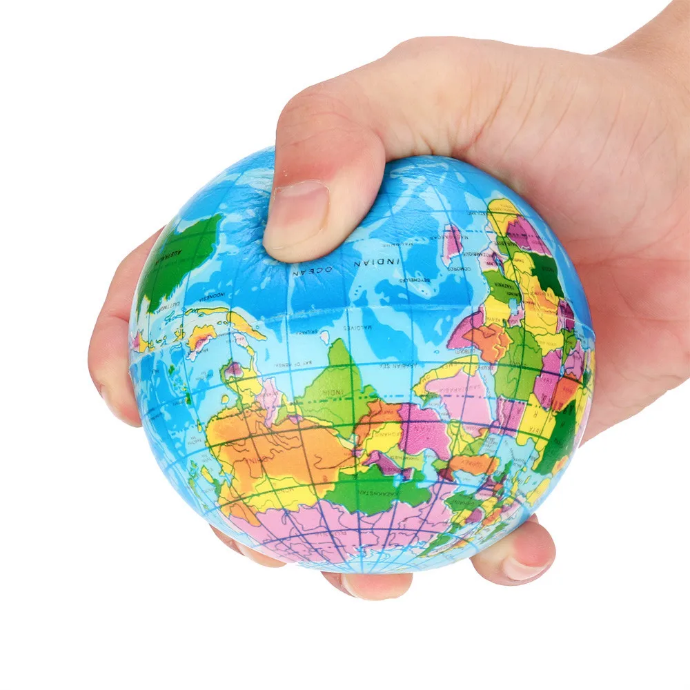 World Globe Stress Ball Squeeze Soft Relief Tension Fun Toy Novelty Gift Map AU 