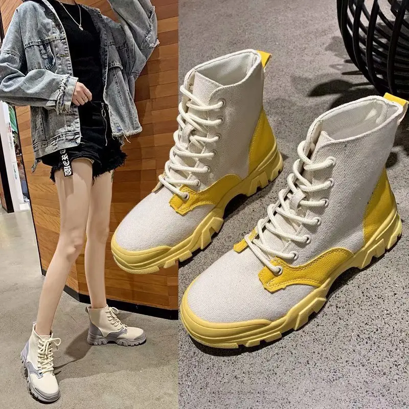 

Shi shang xue Women's Students 2019 New Style Martin Versatile Yellow Flat Martin Suede Winter Low-top Booties