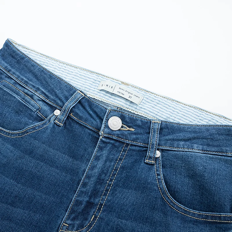 Deals Semir Denim trousers men new slim feet trousers men cotton Korean letter embroidery pants students man pants tide