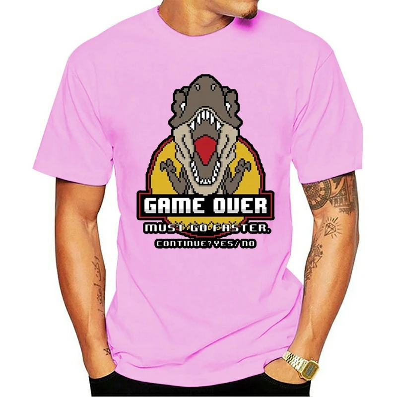 

game over dino t shirt men Customized 100% cotton Euro Size S-3xl Kawaii Crazy Casual Summer Style Letter tshirt