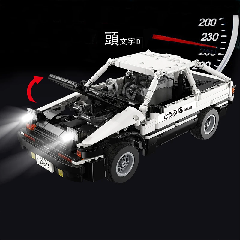 DHL MOC Technic Initial D Toyota K81 AE86 супер радиоуправляемые автомобили с моторными огнями