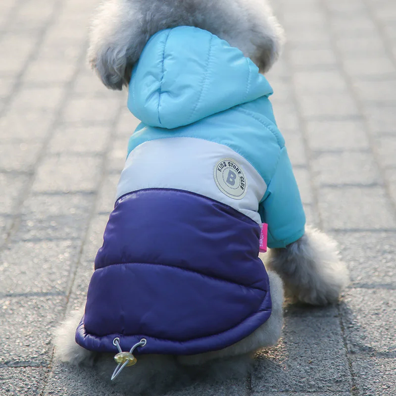 Pet куртки для собак осень Зимняя Одежда для собак с хлопковой подкладкой теплые 2 брюки с широкими штанинами пальто с капюшоном маленькие собаки; теплая плотная куртка
