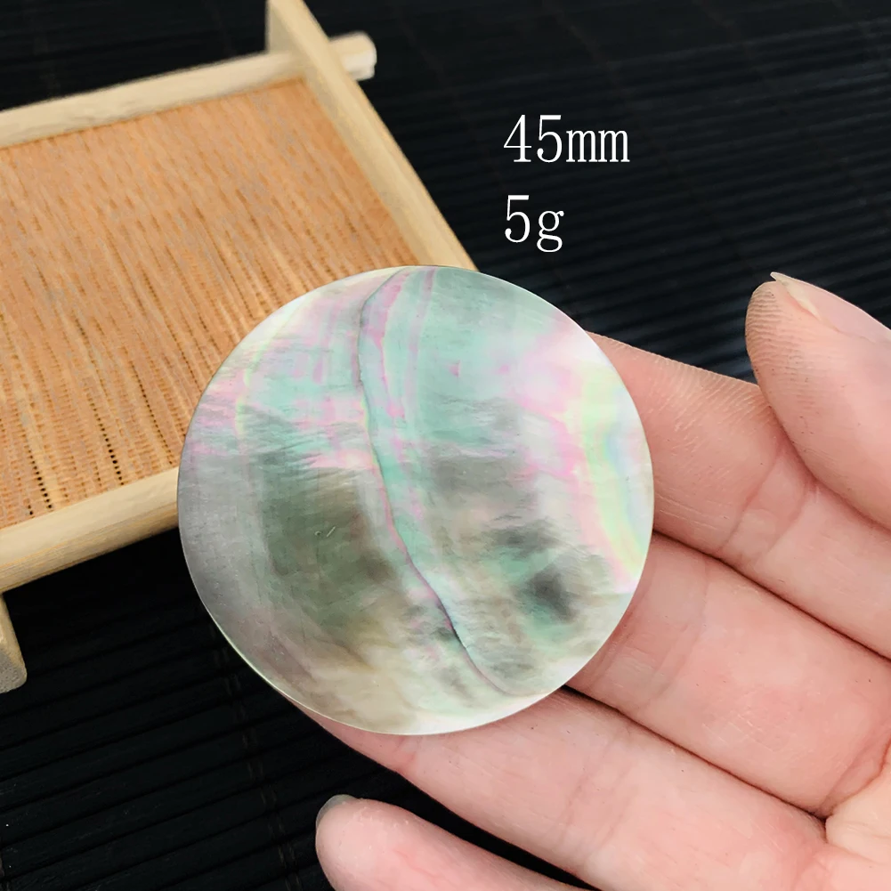 2PCS 45mm Natural Black Mop Seashell Charm Bead Pendant Round Mother of Pearl Polished Shell For DIY Jewelry natural shell ornaments