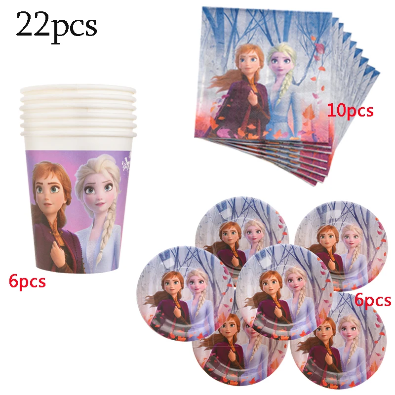 Disney Princess Frozen 2 товары для вечеринки в честь Дня Рождения Айши и Анны, скатерть, тарелки, посуда, подарок для ребенка, вечерние