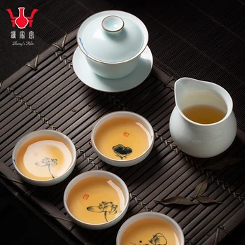 

jingdezhen tea sets ceramic cups tureen household contracted sitting room of a complete set of kung fu tea set home