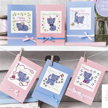 

CD456 Cross Stitch Kit Package Greeting Cards Needlework Counted Cross-Stitching Kits Christmas Mother's Father's Day Birthday
