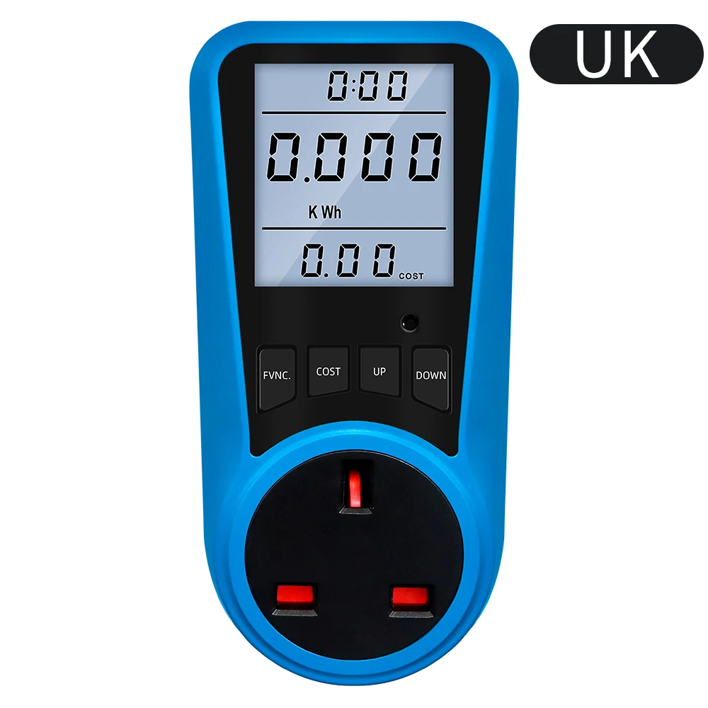 AC Power Meter Digital Wattmeter Watt Energy Monitor Time Voltage Display Socket Analyzer EU UK AU US BR FR IT Plug Backlight plastic tape measure Measurement & Analysis Tools