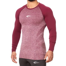 Мужская облегающая футболка с длинными рукавами для тренажерного зала, фитнеса, бодибилдинга, эластичные компрессионные футболки, мужская спортивная одежда для тренировок, футболки, топы, одежда