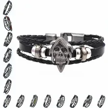 DGW-pulsera de piel trenzada multicapa para hombre y mujer, brazalete de moda informal con cuenta de madera, joyería Punk Rock