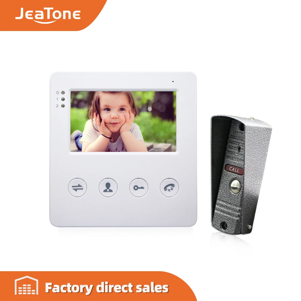 JeaTone 4 дюймовый проводной видеодомофон дверной звонок Система внутренней связи