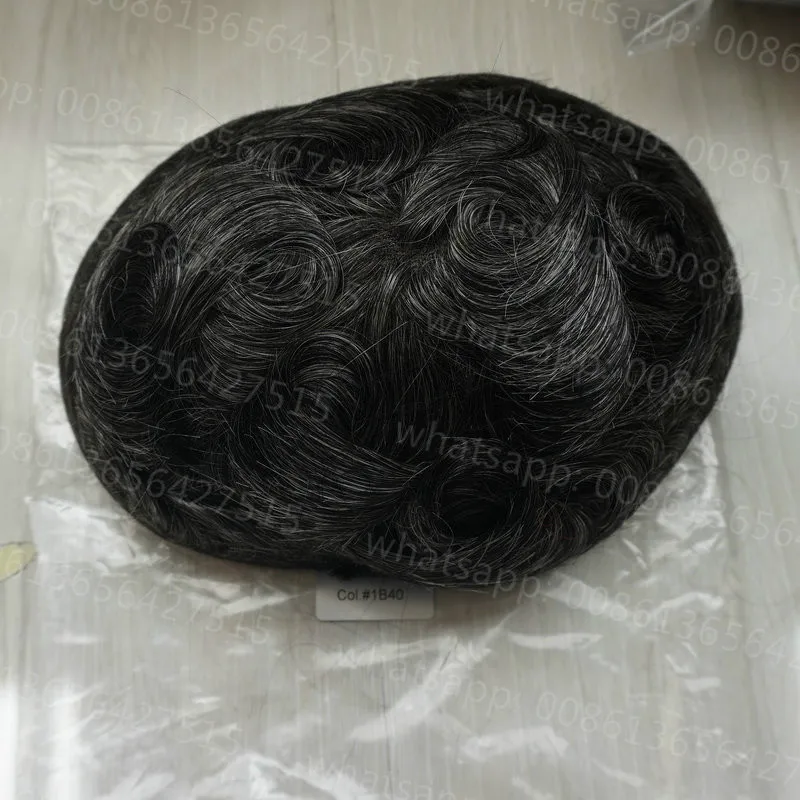 Hstonir белый человека Волосы remy накладки из искусственных волос швейцарское кружево S светильник волна светильник плотность мужские парик, заколки, заколки для волос, трессы, заколки, Системы H074 - Парик Цвет: 1B40 #