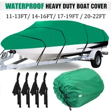 300D Waterproof Boat Cover Winter Snow Cover Sunshade Dustproof Cover Heavy Duty 11-22Ft V-hull Boat Cover Marine Accessories