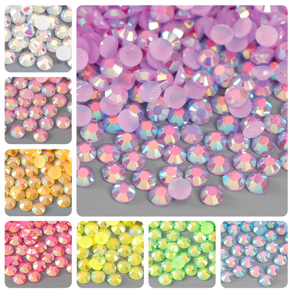 2-4mm AB Jelly Resin Nail Rhinestones Round Flatback Glittler Strass Stones Nail Charms Accessories DIY 3D Nail Art Decoration 50pcs resin ab 6mm peach heart nail charms aurora color heart shaped rhinestones for nail art strass decoration holo stones gems