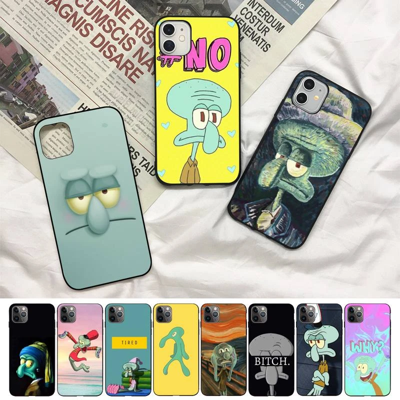 Cartoon Squidward Tentacles Phone Case for iphone 13 8 7 6S Plus X 5S SE 2020 XR 11 12 mini pro XS MAX best iphone 13 case