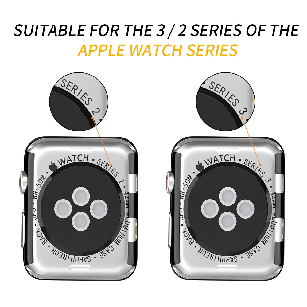 Защитная крышка для Apple Watch, чехол с гальваническим покрытием, пластиковый жесткий компьютер 38 мм/42 мм для Apple Watch Series 3 и Series 2