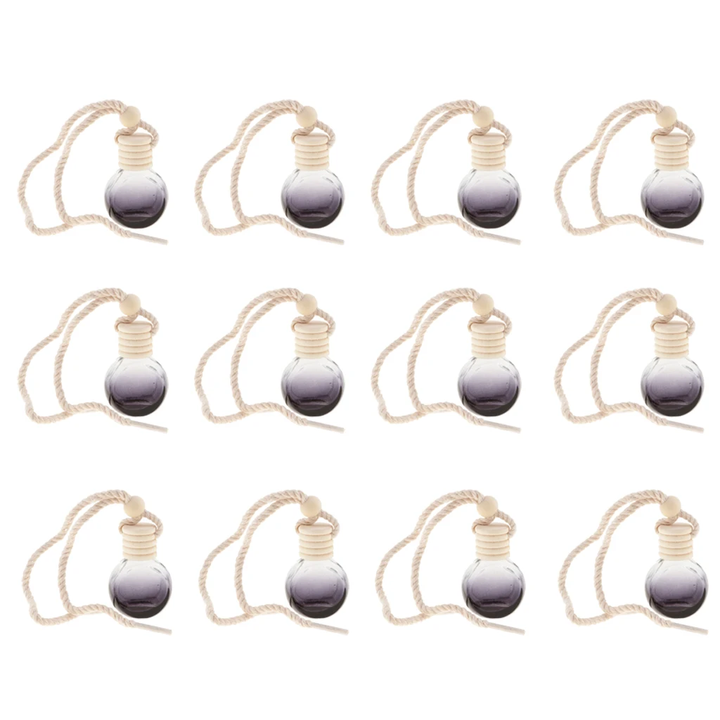 12Pcs 10ml Empty Perfume Bottle Pendant Car Hanging Ornament Home Decor Round