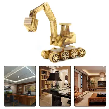

Creative Wooden Excavator Bulldozer Model Handcraft Home Decor Ornaments Craft For Children Kids Educational Toy Gift